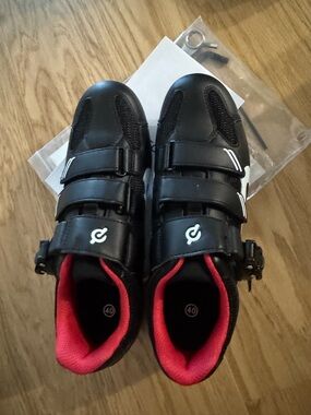 Peloton Black Cycling Shoes with Red Lining - Women's Athletic